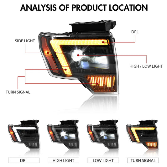 KUER LED FULL LED HEADLIGHTS PLUG & PLAY FORD F150 09-14