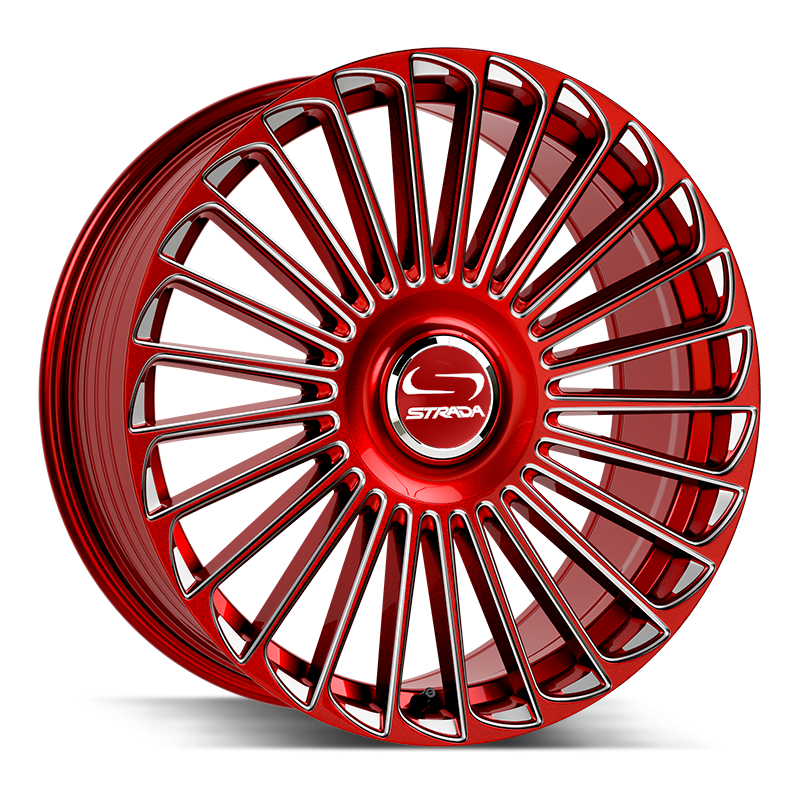 STRADA WHEELS MARTELLO 22X9.5 6X135 +30 OFFSET CANDY RED MILLED FORD F150 04-26