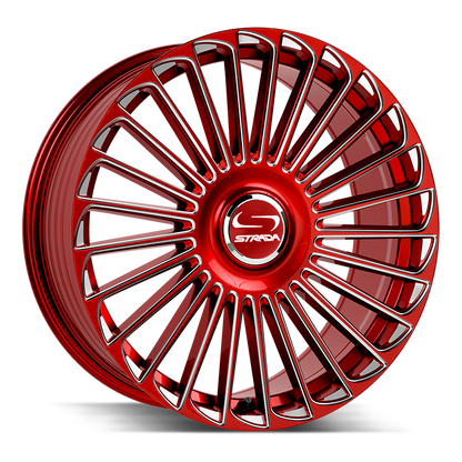 STRADA WHEELS MARTELLO 22X9.5 6X135 +30 OFFSET CANDY RED MILLED FORD F150 04-26