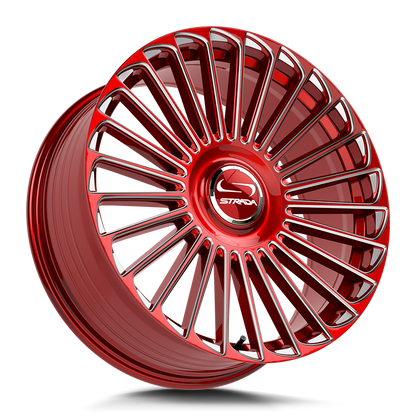 STRADA WHEELS MARTELLO 22X9.5 6X135 +30 OFFSET CANDY RED MILLED FORD F150 04-26