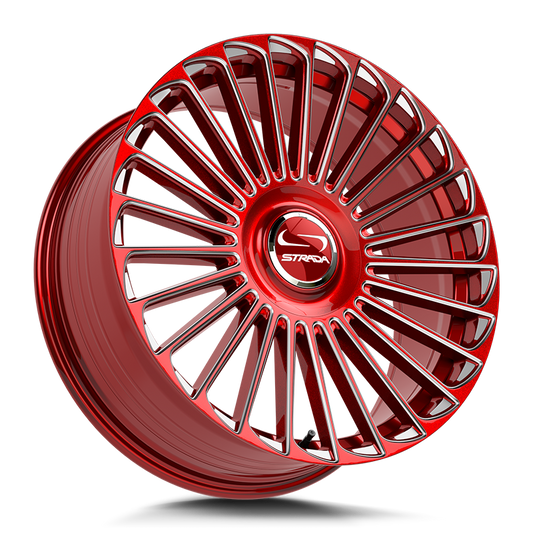STRADA WHEELS MARTELLO 22X9.5 6X135 +30 OFFSET CANDY RED MILLED FORD F150 04-26