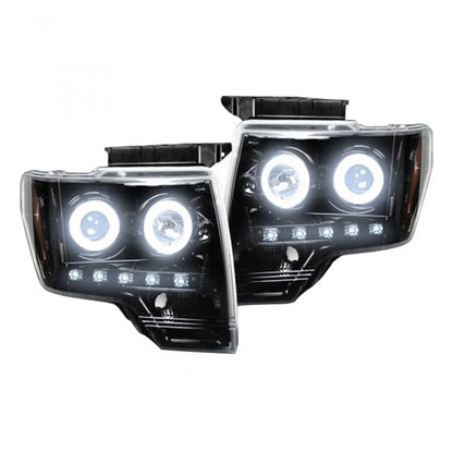 RECON FORD F150 09-14 PROJECTOR HEADLIGHTS CCFL HALOS & DRL