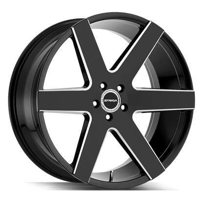 STRADA WHEELS CODA 24X10 6X135 +24 OFFSET GLOSS BLACK MILLED FORD F150 04-26
