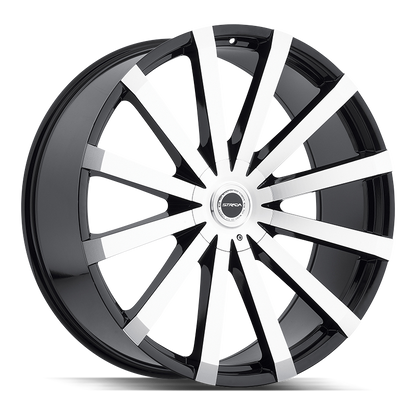 STRADA WHEELS GABBIA 24X10 6X135 +30 OFFSET GLOSS BLACK MACHINED FORD F150 04-26