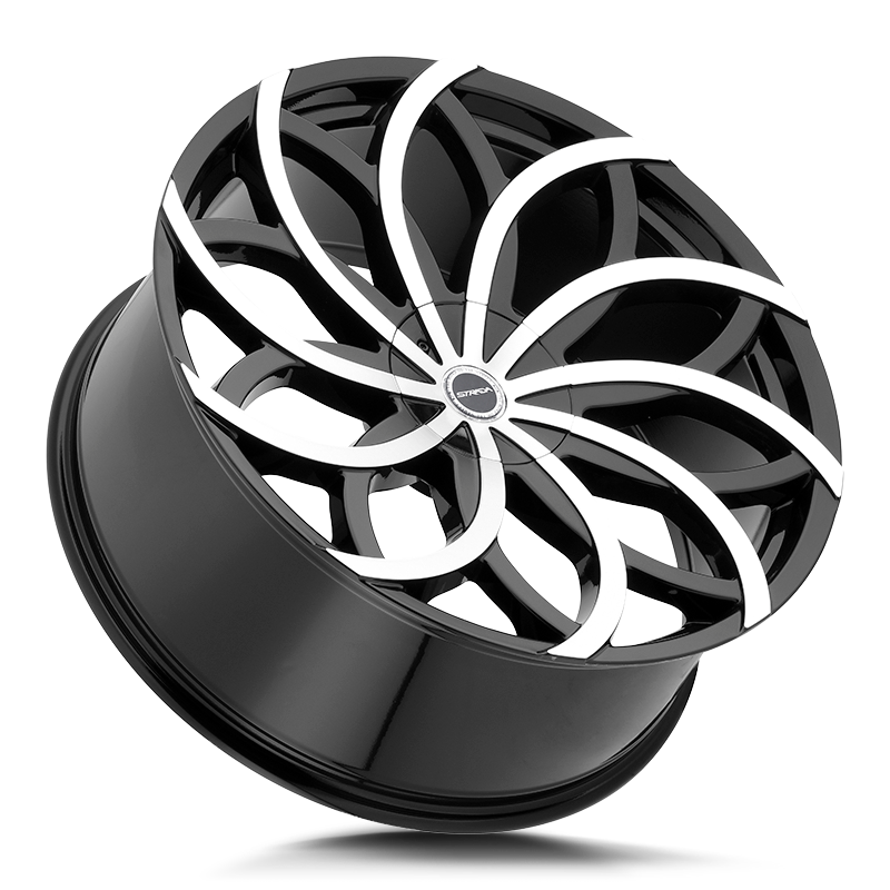 STRADA WHEELS HURACAN 24X10 6X135 + 30 OFFSET GLOSS BLACK MACHINED FORD F150 04-26