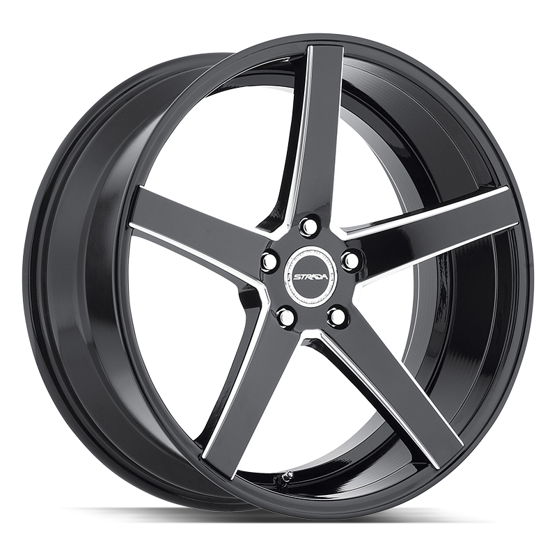 STRADA WHEELS PERFETTO 24X10 6X135 +24 OFFSET GLOSS BLACK MILLED FORD F150 04-26