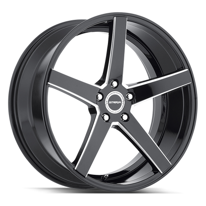 STRADA WHEELS PERFETTO 24X10 6X135 +24 OFFSET GLOSS BLACK MILLED FORD F150 04-26