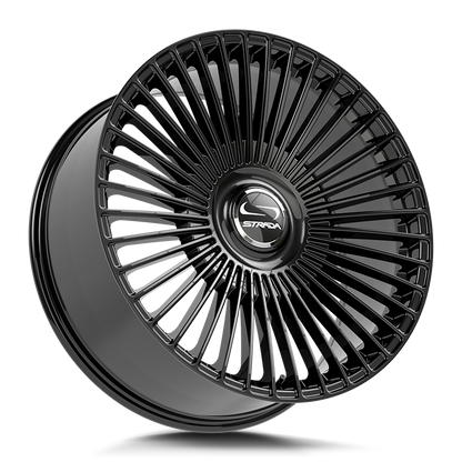 STRADA WHEELS SPAGHETTI 24X10 6X135 +30 OFFSET GLOSS BLACK FORD F150 04-26