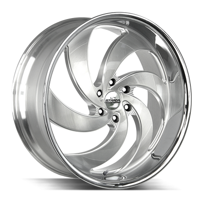STRADA STREET CLASSICS RETRO 6 26X10 6X135 +26 OFFSET BRUSHED FACE SILVER MILLED SS LIP FORD F150 04-26