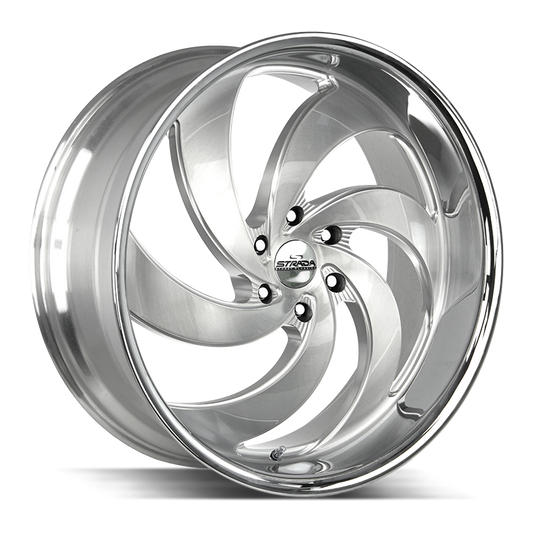STRADA STREET CLASSICS RETRO 6 26X10 6X135 +26 OFFSET BRUSHED FACE SILVER MILLED SS LIP FORD F150 04-26