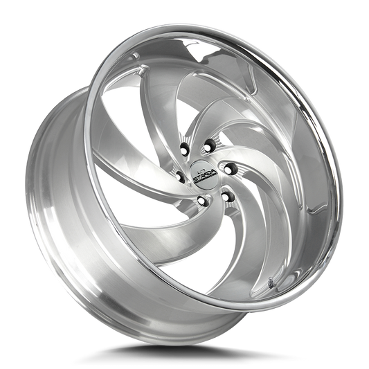 STRADA STREET CLASSICS RETRO 6 26X10 6X135 +26 OFFSET BRUSHED FACE SILVER MILLED SS LIP FORD F150 04-26