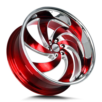 STRADA STREET CLASSICS RETRO 6 26X10 6X135 +26 OFFSET CANDY RED MILLED SS LIP FORD F150 04-26