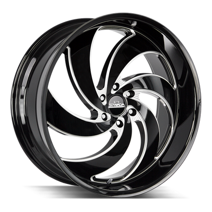 STRADA STREET CLASSICS RETRO 6 24X10 6X135 +24 OFFSET GLOSS BLACK MILLED FORD F150 04-26