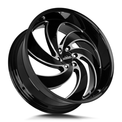 STRADA STREET CLASSICS RETRO 6 24X10 6X135 +24 OFFSET GLOSS BLACK MILLED FORD F150 04-26