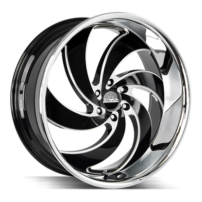 STRADA STREET CLASSICS RETRO 6 24X10 6X135 +24 OFFSET GLOSS BLACK MILLED SS LIP FORD F150 04-26