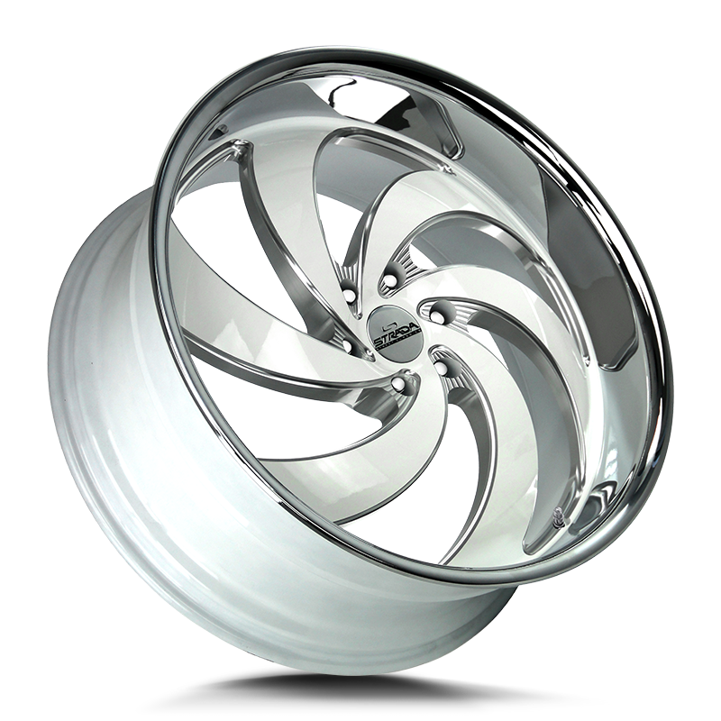 STRADA STREET CLASSICS RETRO 6 24X10 6X135 +24 OFFSET GLOSS WHITE MILLED SS LIP FORD F150 04-26