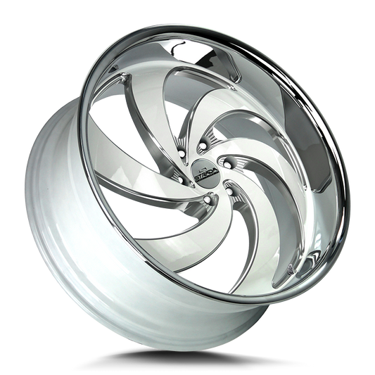 STRADA STREET CLASSICS RETRO 6 24X10 6X135 +24 OFFSET GLOSS WHITE MILLED SS LIP FORD F150 04-26