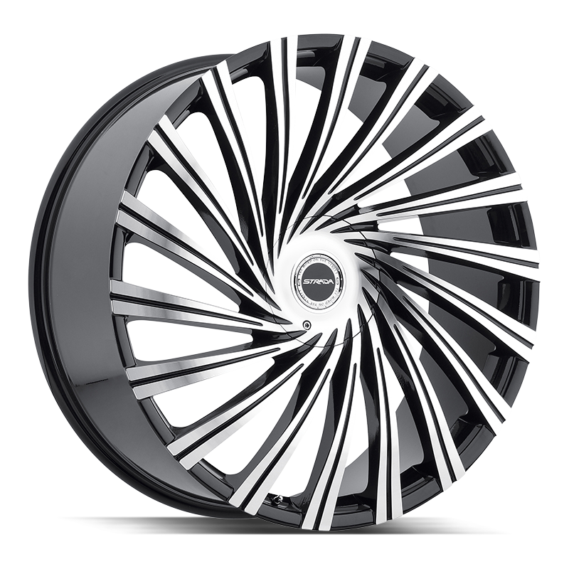 STRADA WHEELS TORNADO 24X10 6X135 +30 OFFSET GLOSS BLACK MACHINED FORD F150 04-26