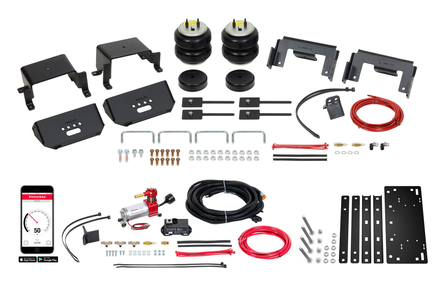 FIRESTONE RIDE RITE AIR SPRING HELPER BAGS REAR KIT 2WD/4WD FORD 150 15-26 ALL IN ONE WIRELESS