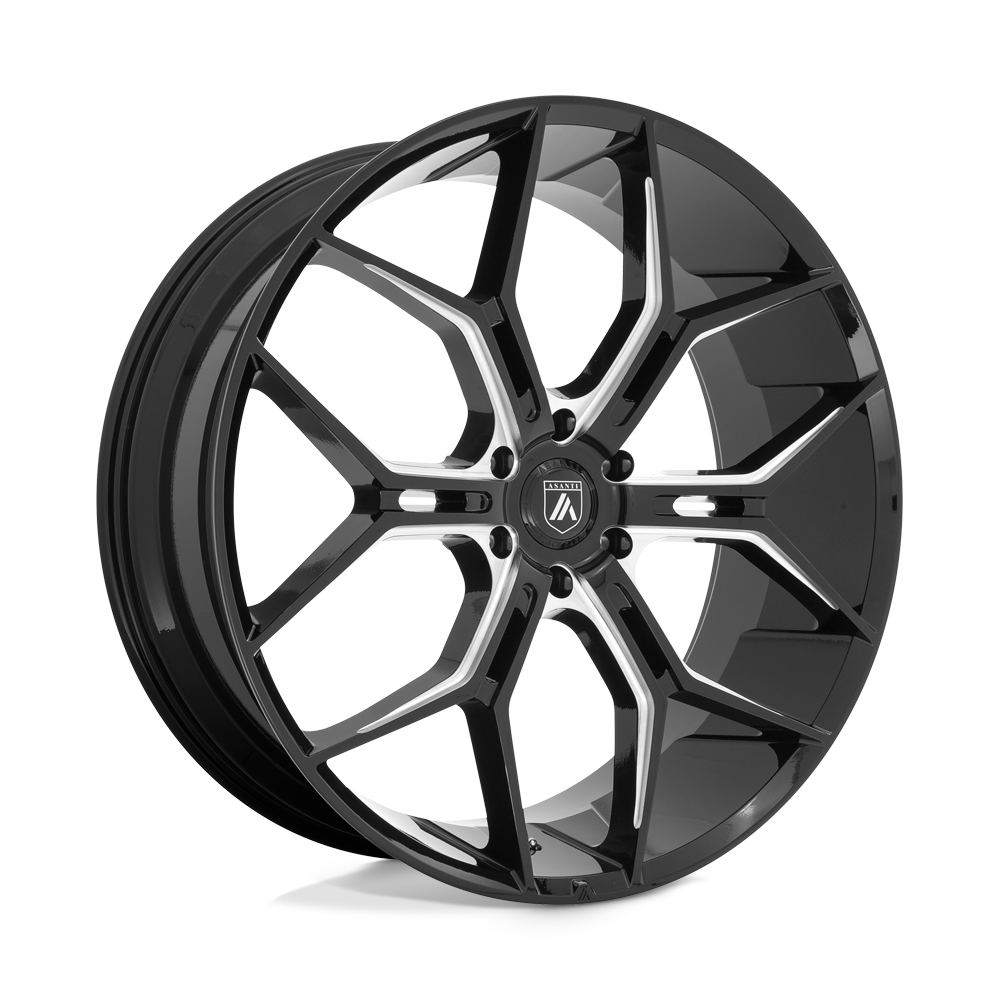 ASANTI WHEELS MONARCH TRUCK 22X9.5 6X135 +38 OFFSET GLOSS BLACK MILLED FORD F150 04-26