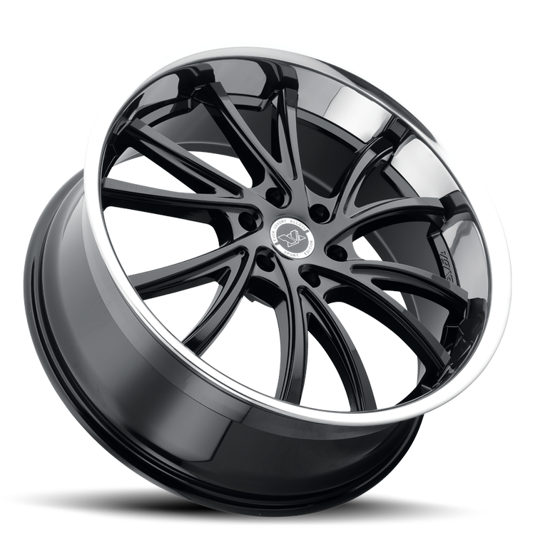 EVOK EV03 24X10 6X135 +30 OFFSET FORD F150 04-PRESENT ALL GLOSS BLACK - STAINLESS LIP