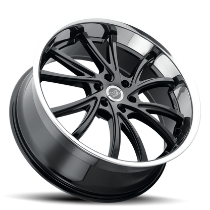 EVOK EV03 24X10 6X135 +30 OFFSET FORD F150 04-PRESENT ALL GLOSS BLACK - STAINLESS LIP