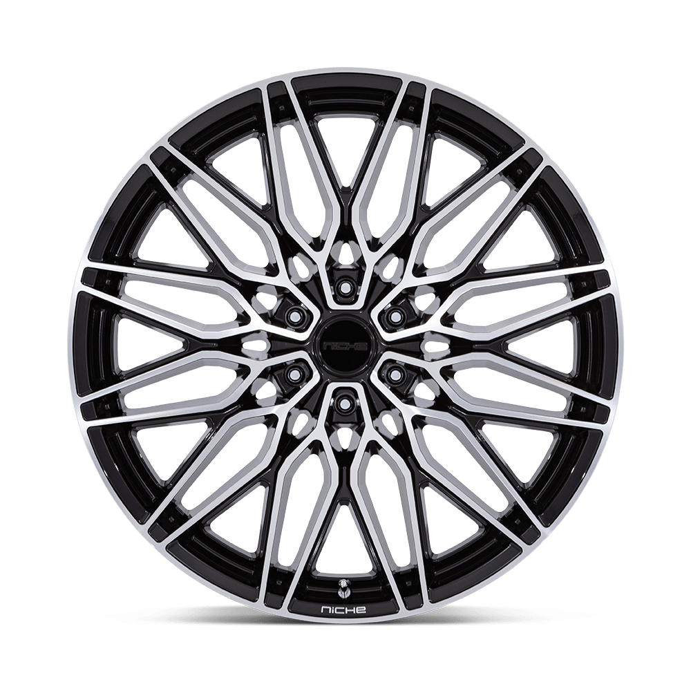 NICHE WHEELS CALABRIA 6 22X9.5 6X135 +30 OFFSET GLOSS BLACK W/ MACHINED FACE FORD F150 04-26