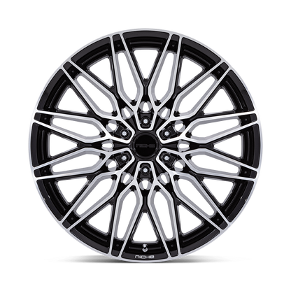 NICHE WHEELS CALABRIA 6 22X9.5 6X135 +30 OFFSET GLOSS BLACK W/ MACHINED FACE FORD F150 04-26